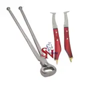 Farrier Shoe Puller 14'' & Hoof Knives Set with Horseshoeing Topper Handed Razor