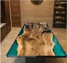 Green Epoxy Dining Table, Walnut Wood Epoxy table, Live Edge Wood, Dining table