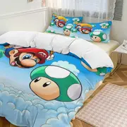 Bed Sheets g993 Mario Print Bedding Set Pattern Duvet Cove Set 3 Pieces, 1 Quilt Cover and 2 Pillowcases for Women Men Teens Twin- tq993 Bed Sheets