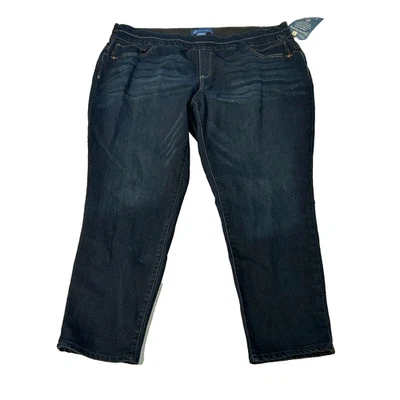 Democracy Women's Blue "Ab"solution Pull On Glider Ankle Length Jeans Size 22W