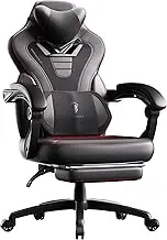 Dowinx Gaming Chair with Footrest,Big and Tall Game Chair for Heavy People, Gamer Chair with Massage Lumbar Support,Ergonomic Computer Gaming Chair for 200lbs (Black)