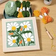 DJAPWPX Punch Needle Kits for Beginner, Complete Embroidery Punch Needle Starter Kit with Frame Threads, DIY Embroidery Set for Adults (Green)