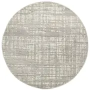Mystique Silver White Crosshatch Round Rug