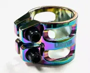 Lucky Scooter DUBL Double Handlebar Clamp 1-3/8" NeoChrome Oil Slick
