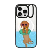 iPhone 16 Pro Impact Ring Stand Case MagSafe Compatible Swimming Dachshund