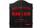 WINMAU Dart Board Cabinet Black Red Man Cave Cold Beer Good Mates Play Darts