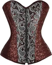 [WORNEW] Women's Steampunk Corset Women's Court Corset Zip Corset Lace Up Shapewear Chest Support Vintage Steampunk Corset Punk Corset (Color : Brown, Size : Medium)