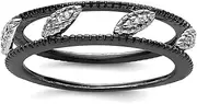 4.75mm 925 Sterling Silver Polished Prong set Ruthenium plating Stackable Expressions Rhodium Plated Diamond Jacket Ring USA Size 5 Jewelry for Women