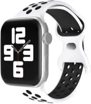 Compatible w Apple Watch Strap 41MM 42MM 44MM 45MM 46MM49MM-White Sport Silicone
