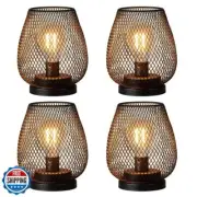 NEEDOMO Battery Operated Lamp Table Powered Lantern, Set of 4 Metal Cage Cord