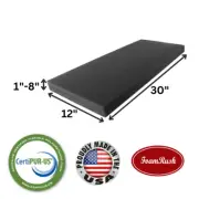 FoamRush 12"x 30" Charcoal High Density Upholstery Foam Seat Cushion Made in USA