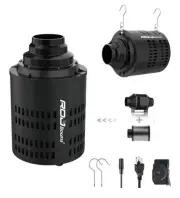 Air Filtration Kit 2-in-1, Fans For Ducts 4/5/6” 10 Speed Controls Carbon Filter