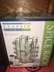 RSVP International Revolving 16 Jar Spice Jar & Rack Set Classic (KM)
