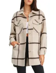 [Belle & Bloom] River's Edge Plaid Shacket in Beige