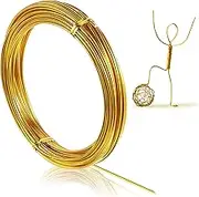 32.8 Feet Aluminum Wire, Bendable Metal Craft Wire for Making Dolls Skeleton DIY Crafts (Gold, 2 mm Thickness)