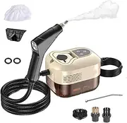 High Pressure Steamer, 2500W Handheld Steam Cleaner with 3 Brushes and 6-Level Temp, 1.2 L Large Water Tank, for Car Kitchen Bathroom