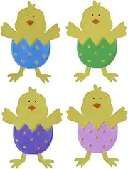Easter Tableware Holders | Easter Chick Cutter and Fork Bag - 4X Cutlery Spoon and Fork Holder, Silverware Storage Cover for Easter Party Decorations
