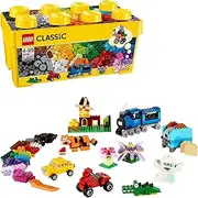 LEGO Classic Medium Creative Brick Box, Colourful Building Bricks Set, Kids' Toys for 4+ Year Old Boys & Girls 35 Colours, Wheels, Windows, Green Baseplate, Easy Storage Box, Craft Activity, 10696