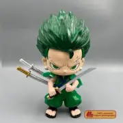 Anime OP Roronoa Zoro Three-blade flow cute Q Battle stand Figure Toy Gift