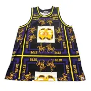 NWT NEW BAPE A BATHING APE ALL OVER PRINT TANK TOP SHIRT PURPLE GOLD 2XL (7)