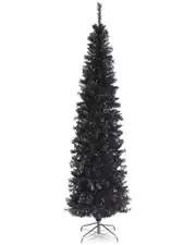 National Tree Company 6ft Black Tinsel Tree with Metal Stand