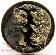 Solid Brass Figurine Yin & Yang Feng Shui Cats Kittens talisman IronWork