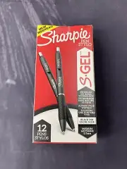 Sharpie S-Gel 0.7 MM Black Ink Gel Pens MEDIUM Point 12 ct box