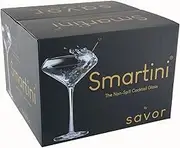 SAVOR GLASSWARE: Smartini. The Non Spill Cocktail Glass (Set of 4 Exquisite Glasses). Innovative Design & 5 Times Stronger Than Regular Glass. Clear