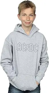 [Absolute Cult] AC/DC Boys Black Outline Logo Hoodie 9-11 Years Sport Grey, Sport Grey, 9-11 Years
