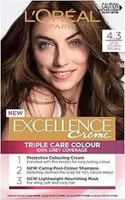 L'Oréal Paris Excellence Creme, 4.3 Dark Golden Brown (100 Percent Grey Coverage)