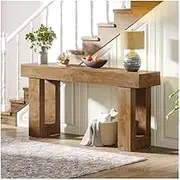 Entryway Table 63-Inch Long Console Table Farmhouse Narrow Entryway Table for Entrance Hallway Hallway Table(Light Brown)