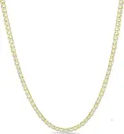 [PORI JEWELERS] 18K Gold Over Solid 925 Sterling Silver Two Tone Diamond Cut Cuban Chain-3mm, 4mm. 4.5mm, 5mm, 7mm, 8mm, 9mm- For Men and Women- Made in Italy