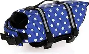 GabeFish Dog Life Jacket Vest Safety Clothes Collar Harness Saver Pet Swimming Preserver Reflective Strip Swimwear DotBlue Large