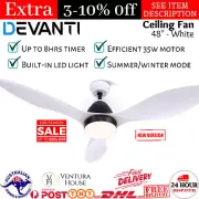Devanti Ceiling Fan Light Remote Control Ceiling Fan 48'' 3 Blades LED White New