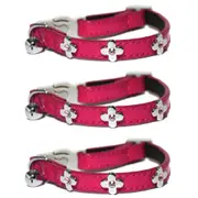3x Rosewood Electric Quick Release Safety Buckle Bell Adjustable Cat Collar PNK