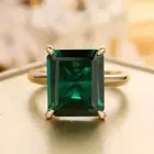 3Ct Emerald Cut Lab Created Green Emerald Solitaire Ring 14K Yellow Gold Plated