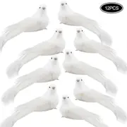 Christmas Bird Ornaments Simulation White Doves, Artificial Birds Craft, Foam Pigeon for Home Decoration, Party Home Decor Accessories 12pcs