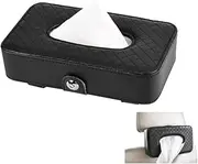 GYWHOOFT 21 * 12.5 * 5.5CM Car Tissue Holder,Black Car Tissue Holder for Car Visor PU Leather Car Tissue Box with Clips, Car Napkin Holder for Sun Visor and Seat Back, Compatible with Most Car