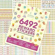 Decorably 6,492 Pastel Assorted Reward Stickers for Kids - 60 Sticker Sheets Small Stickers for Kids Reward Chart, Classroom Activities, Positive Reinforcement, Arts & Crafts, Scrapbooking, Gift