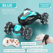 2.4G 4WD Remote Control Torsion Stunt Car Gesture Sensor Watch 360° Rotation Off-road with wheel Lights flashing & Music(Blue)