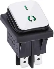 KLVN KCD4 Stainless Steel Waterproof Rocker Switch ON-OFF4/6Pin Electrical Equipment Switch with LED Power Supply 16A 250V/20A 125VAC(Green)