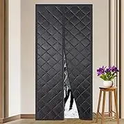 Magnetic Thermal Insulated Door Curtain, Self Sealing Soundproof Door Curtain Weatherproof and Windproof, Upgraded Oxford Cloth & Thicken Polyester Fiber Fill Made (Black 100x250cm)