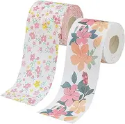 Printed Toilet Paper Rolls 2 Rolls Floral Prints Standard for Home Office and Travel