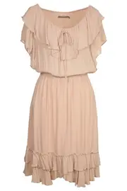 Crepe Ruffle Dress--HAM-91288T