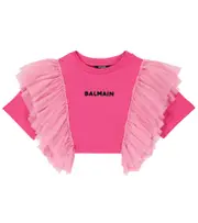 [Balmain Kids] Balmain Kids Logo cropped cotton T-shirt Y 14 pink