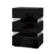 NNEDSZ Bedside Table Side Unit RGB LED Lamp 3 Drawers Nightstand Gloss Furniture