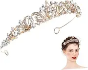 [DEARMAMY] Bridal Crown Bridal Hair Accessories Tiara Wedding Hair Accessories Girl Hair Accessories Wedding Hair Accessory Bridal Headpiece Crown Headband Birthday Crown Alloy Golden