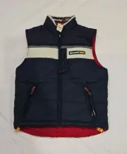 Abercrombie Vest Youth XSmall Blue Red 1892 Reversible Full Zip Puffer Nylon