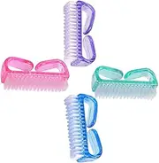 Beatifufu 4pcs Nail Brush Handle Double-sided Cleaning Brush for Fingernails Hands