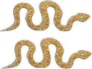 GRADENEVE 2pcs Snake Rhinestone Sew Patch Embroidered Vintage Applique for Clothing and Accessories Durable Sparkling Badge for DIY Craft and Costume Enhancements